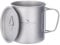iBasingo 450ml Titanium Mug Camping Water Cup Lightweight Outdoor Travel Tea Coffee Single Layer Drinkware with Lid & Foldable Handle Indoor Picnic Daily Portable Tableware Ti3035D