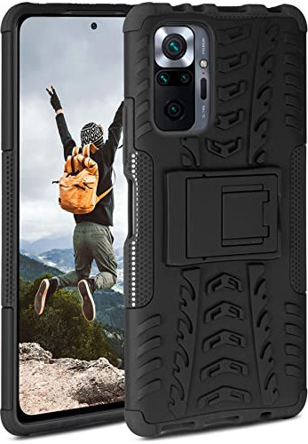 ONEFLOW Tank Case für Xiaomi Redmi Note 10 Pro Hülle Outdoor, stabile Panzerhülle mit Kamera und Display Schutz, sichere Handyhülle, TPU Handy Schutzhülle mit Ständer, Schwarz
