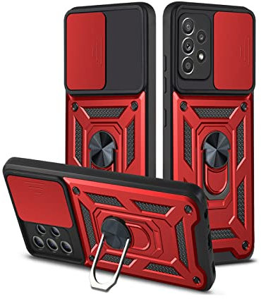 YEQIU Coque de Protection Anti-Chocs pour Samsung Galaxy S21 Ultra 5G avec Anneau magnétique pour Appareil Photo S22 Plus Note 20 Ultra S21 FE Rouge