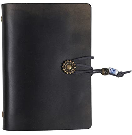 Jalach Mini Notizbuch für unterwegs, klein Reisetagebuch aus Leder, A7 Ringbuch nachfüllbar Blankoblätter mit Lineal Binder Tasche