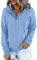 Dokotoo Kapuzenpullover Damen Knopfleiste Hoodie Pullover Langarm Herbst Winter Sweatshirt Oberteil Pulli, himmelblau, S