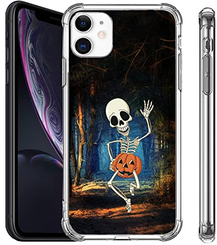 Halloween iPhone 13 Case - Pro Max, Pro, Mini, Cute Skull Ghost Pumpkin Pattern, Protective Shockproof Slim Transparent Silicone Basic Case Cover