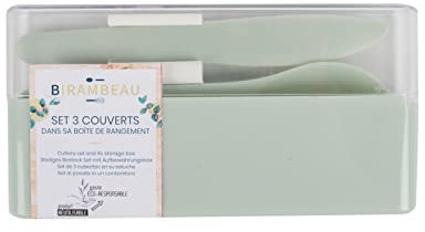BIRAMBEAU - Set De Couverts Nomade Complet 3 Pièces : Fourchette, Couteau, Cuillère et Boite Rangement - Idéal Repas Extérieur
