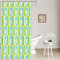 Batmerry Rideau de Douche décoratif en Fibre de Polyester avec Anneaux en Plastique à séchage Rapide et imperméable Motif Vagues Bleu/Vert 183 x 91 cm