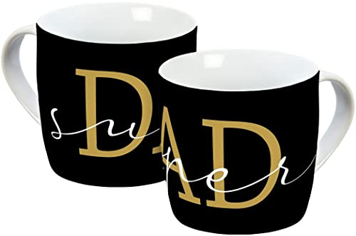 Tasse Super Dad Fakegold 300ml, 14515, Porzellantasse, Porzellan, Schwarz/Gold