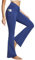 baleaf Damen Yogahose 29 Bootcut Leggings mit V-Crossover Taille Stretchy Gym Hose mit Taschen XS-3XL Blau L