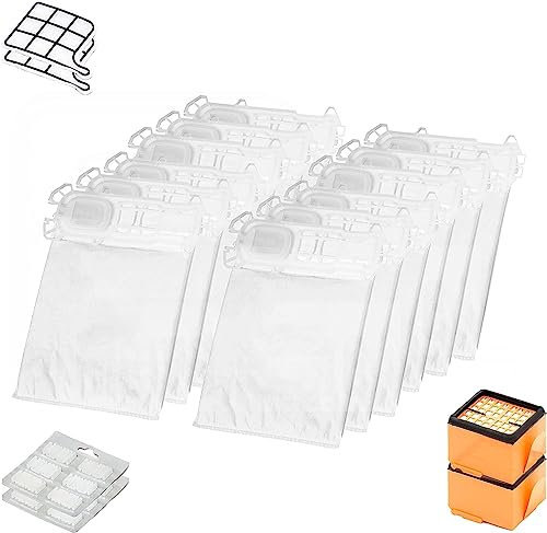 IMPORT GE.RA. EXPORT Kit Compatibile per Vorwerk Folletto VK 135 136 12 Sacchetti + 12 Profumini + 2 Filtri Griglia Motore + 2 Filtri HEPA