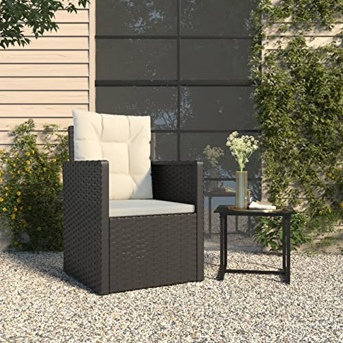 Homgoday Gartensessel mit schwarzen Kissen aus Polyrattan, Stühle für den Außenbereich, Esszimmerstühle für Garten, Gartenmöbel, Terrassenmöbel