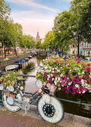 Ravensburger Puzzle 12000780 - Fahrrad und Blumen in Amsterdam - 1000 Teile Puzzle für Erwachsene und Kinder ab 14 Jahren, Stadt-Puzzle Amsterdam