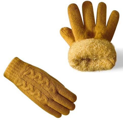AUSUAYA Dicke warme Touchscreen Handschuh, Wolle stricken Fleece gefüttert Touchscreen Handschuh für Winter kaltes Wetter W-G-G1