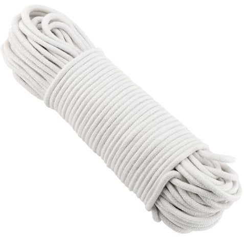 MANCHAP 6mm x 100m White Cotton Rope, 328 Feet Macrame Cotton Cord, Natural White Braided Rope String for DIY Craft, Decorations, Wall Hanging