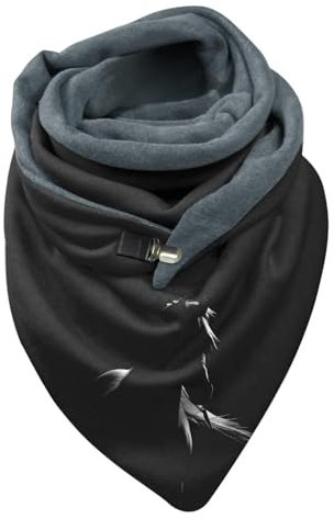 BISONBLUE Schal Schals Damen Herren Halstuch Mütze Schal Winter Frauen Vintage Print Boho Schals Mode Tücher Wraps Warme Kurze Schals Mode Winter Schals Onesize F
