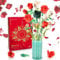 Topdear - Juego de construcción de ramo de flores con jarrón, ramo de rosas artificiales para adultos, decoración del hogar, regalos para el día de la madre, día de San Valentín, aniversario, Navidad
