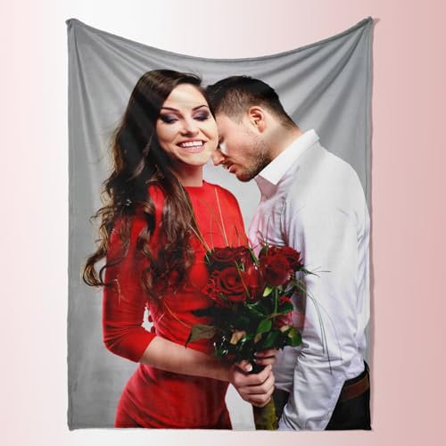 Rainsar Personalisierte Decke, Fotodecke 127x180 mit Eigenem Foto, Kuscheldecke Personalisiert, Decke Selber Gestalten, Personalisierte Geschenke Frauen für Geburtstag Weihnachten Hochzeit Jahrestag
