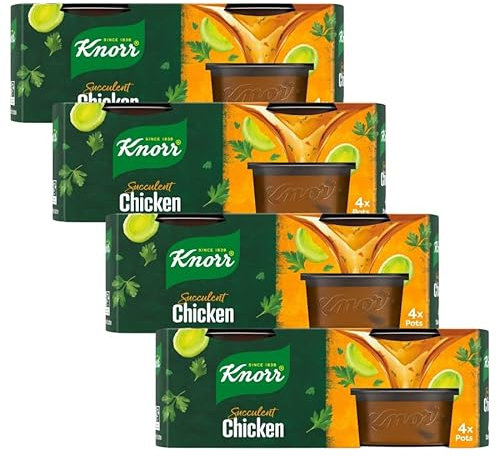 Stock Cubes & Pots Bundle with Knorr Chicken Stock Pot (4x28g) - 4 Pack | Concentrated Chicken Stock.