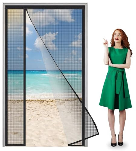 Tenda Zanzariera Magnetica 70x225cm Nero Zanzariera Oscurante Zanzariera Chiusura Automatica per Ingresso Interno/Patio/Porta Scorrevole