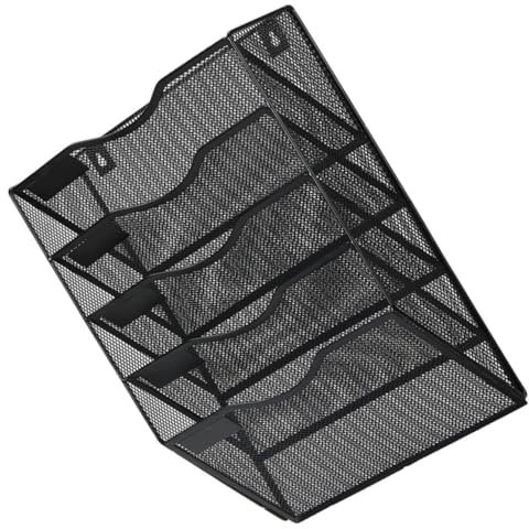 SEWACC Wandmontierter Metallordner Dokumentenhalter Magazinablage Büro Organisation Vielseitig Stabil Schwarz