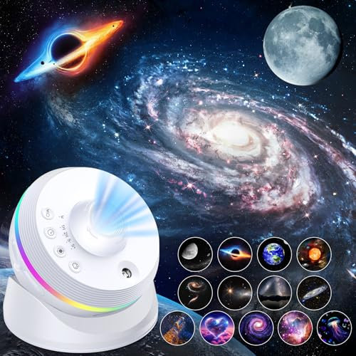 Proiettore Stelle Soffitto, 4K HD Planetario Proiettore con 13 Dischi Film, Ruotabile a 360°Lampada Proiettore Stelle Luce Notturna con Timer e Meteora Dinamica per Decorazioni Camera da letto
