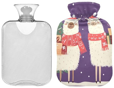 Lama Alpaka Wärmflasche mit weichem Bezug, 2 Liter Wärmtasche für Menstruationskrämpfe, Nacken- und Schulterschmerzen, Hand-/Fußwärmer
