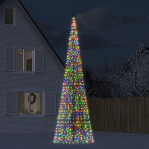 Homgoday Arredo Illuminazione Albero Natale su Pennone 1534LED Colorato 500cm, Decorazioni Natalizie, Decori Natalizi, Decorazioni Natalizie per Esterno