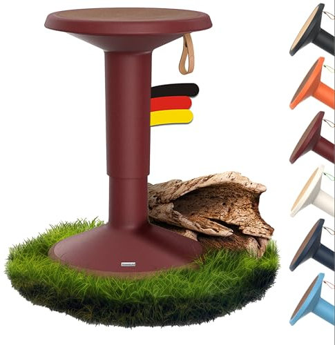 Interstuhl UPis1 - ergonomischer Sitzhocker mit Schwingeffekt - höhenverstellbar - Hocker mit rutschhemmender Standfläche & Kippschutz - Bürohocker (ECO Weinrot, ECO UP Sitzhocker)