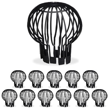 Relaxdays 12x Filtri per Grondaie, Set Parafoglie per Tubi Pluviali, Ø 13 cm, Protezione in Plastica Acqua Piovana, Nero