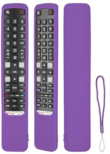 Custodia Telecomando in Silicone Compatibile Con TCL RC802NU YUI1 RC802N YUI1 TV Telecomando Copertura Protettiva Antiurto Con un Cordino(Viola)