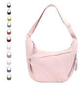 GoPaw Damen Halbmond Schultertasche Hobo Halfmoon Bag Crossbody Moon Bag mit Verstellbarer Schultergurt Damen Halbmond Tasche (Fleischrosa)