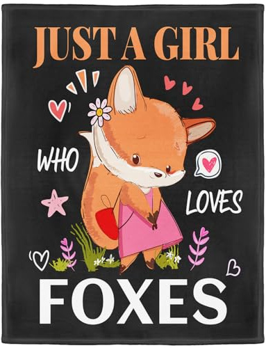 YISUMEI Fox Fleece-Überwurfdecke, Just A Girl Who Loves Foxes, Geschenk für Mädchen, Frauen, Kinder, 150 x 200 cm, Schwarz