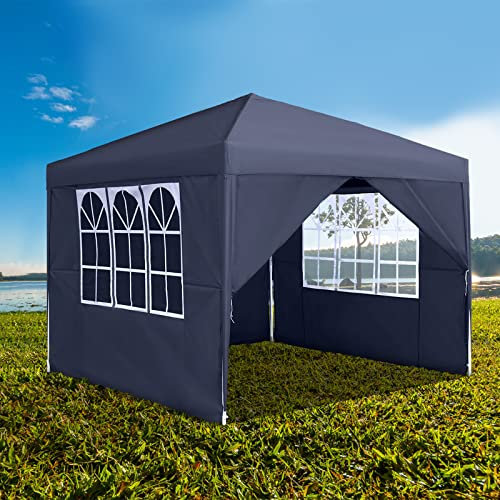 NAIZY Faltpavillon 3x3 m Pavillon Wasserdicht Gartenpavillon mit 4 Seitenteilen und Tragetasche Faltbar Zelt Polyester Partyzelt UV-Schutz Metall-Verstrebungen, Anthrazit
