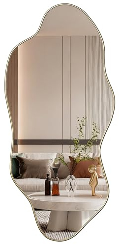Skokliz Unregelmäßiger Wandspiegel, asymmetrischer moderner Spiegel für die Wand, 55 x 120 cm, einzigartige Wolkenrahmenform, dekorativ für Schminktisch, Wohnzimmer, Badezimmer und Flurdekoration