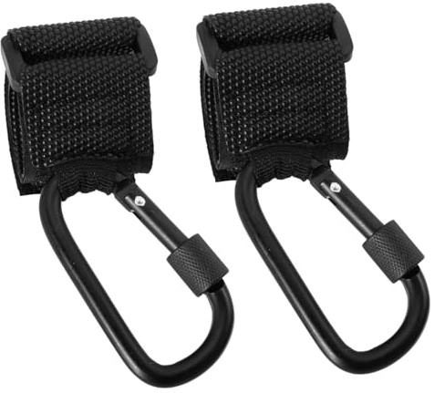 BESTonZON 2 Stück-Pack Rutschfeste Stroller Haken aus PU und Legierung 13X5X1cm für Einkaufstaschen Wickeltaschen Rollstühle bis 30 kg pro Haken