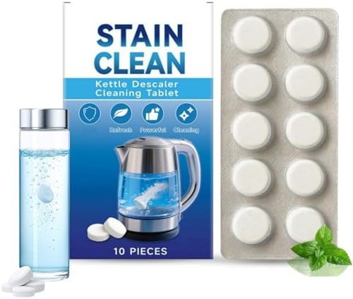 10PCS Water Bottle Cleaning Tablets,Kettle Descaler Tablets,Effortlessly Clean Plastic & Glass Drink Containers,Long-Lasting Effects,Stain Remover,Individually Wrapped T-Ablets For A Sparkling