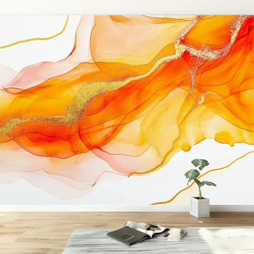 Aquarellmarmor Fototapete Vliestapete B200 x H140 cm, Luxus Marmor Streifen Wandkunst Tapeten Wandbilder Fototapete - XXL Moderne Wandtapete Wohnzimmer Schlafzimmer Büro Dekoration