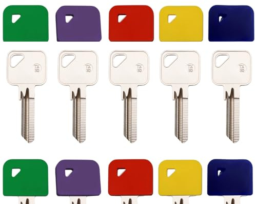 ROKEL Square Key Covers Caps – 5 Pcs Coloured Silicone Key Caps (25–30mm), Large Key Covers for Yale & House Door Keys, Flexible Key Identifiers, Key Toppers & Colour Coded Key Organiser (Square X 5)