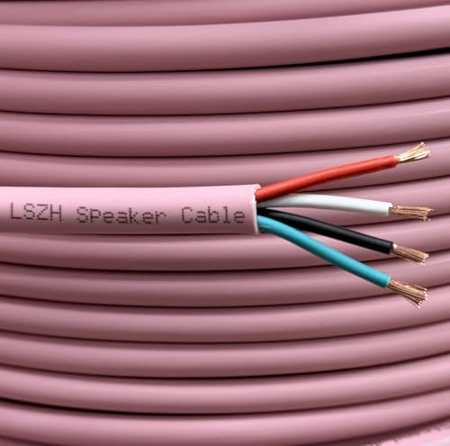 iStrand 5m 4 Core 16 AWG Copper Low Smoke Zero Halogen LSZH Speaker Cable Pink Sheath with Red Black White Green Wire