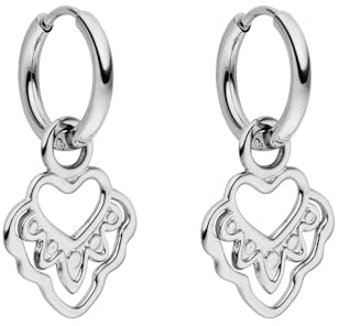 Purelei Heart Shape Creolen Small – wasserfest | Kleine Creolen mit Herzanhänger aus Edelstahl | 14K Vergoldung, Silber & 18K Rosévergoldung | Zarte Herz-Ohrringe