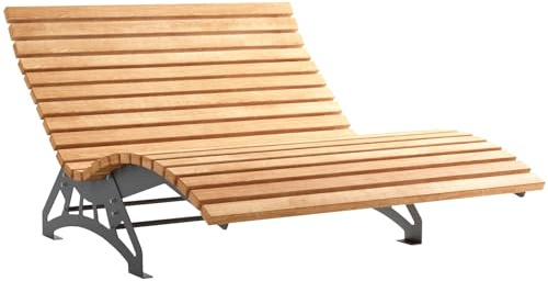 SOTECH Gartenliege Lounger 1500 verzinkter Stahl schwarz gepulvert | Komplettset mit Holzlatten Lärche massiv 1500 x 70 x 39 mm Untergestell massiv 6 mm flexible Wellnessliege Sonnenliege