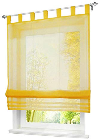 1er-Pack Raffrollo mit Schlaufen Gardinen Voile Transparent Vorhang (BxH 140x155cm, gelb)