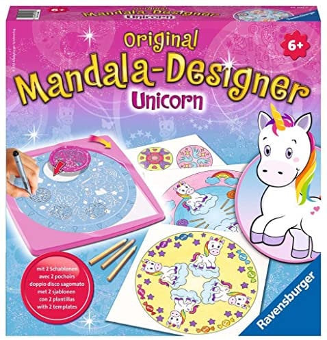Ravensburger Mandala Designer Unicorn 29703, Zeichnen Lernen für Kinder ab 6 Jahren, Zeichen-Set mit Mandala-Schablonen für farbenfrohe Mandalas