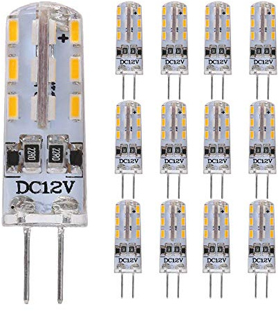 Chao Zan G4 LED Lampen, 1.5W 3W 4W 4.5W,12V, 360 ° Abstrahlwinkel, Warmweiß 3000K, nicht dimmbar Silikon LED Glühbirne, Packung mit 12 (DC 1.5W)