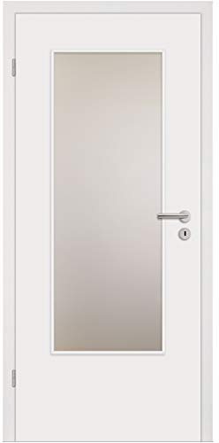 HORI Zimmertür Komplettset mit Zarge und Türdrücker I Innentür weiß lackiert I Höhe 198,5 cm I 860 mm I DIN Links I Wandstärke: 140 mm (138-157 mm) mm