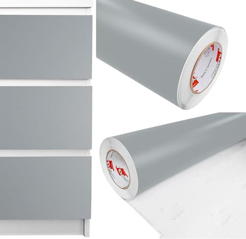 DecoMeister Möbelfolie selbstklebend 100x300 cm | Einfarbig Klebefolie für Möbel | Klebefolie Möbel - einfache Anwendung, ideal für die Renovierung von Küche oder Bad | Möbelfolie | Grau Matt