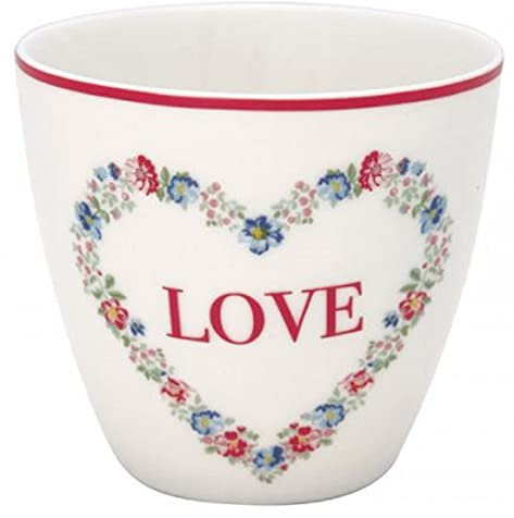 Greengate Becher Latte Cup Heart love white - STWLATHLO0106
