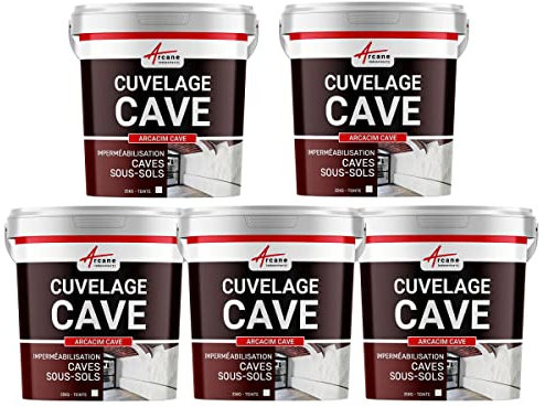 Enduit de cuvelage, Enduit cave, Enduit hydrofuge, Enduit étanchéité cave, garage, sous-sols | Arcacim cave - Offre Spéciale : 5 x 25 kg Gris - ARCANE INDUSTRIES