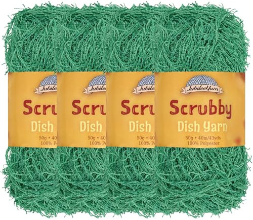 JubileeYarn Scrubby Dish Yarn - Dishcloth Polyester - 50g/Skein - Forest Green - 4 Skeins