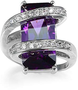 Banemi Anello Pietra Anelli Argenti Donna Con Zirconia Cubica Viola Anello Antiruggine Regalo Moglie Anello 17