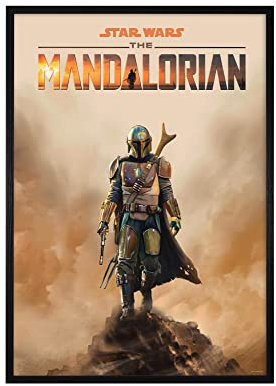 Komar Bilderrahmen Holz Black mit Art Poster Mandalorian Movie Poster als Set - Größe: 50x70 cm - Wandbild, Dekoration, Kinder, Jugendliche…