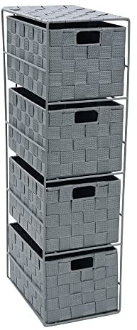 JVL Vichy 4 Drawer Narrow Nylon Storage Tower