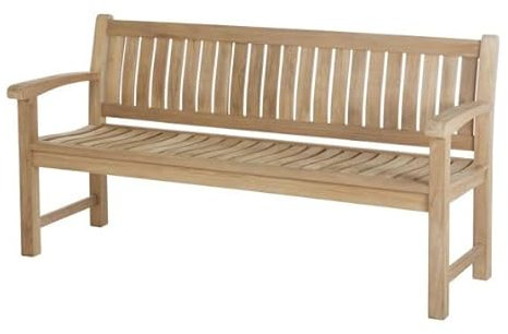 Gartenbank Java Deluxe Bank 180 cm für 4 Personen Holzbank Sitzbank Teakholz Natur für Balkon Terrasse Garten